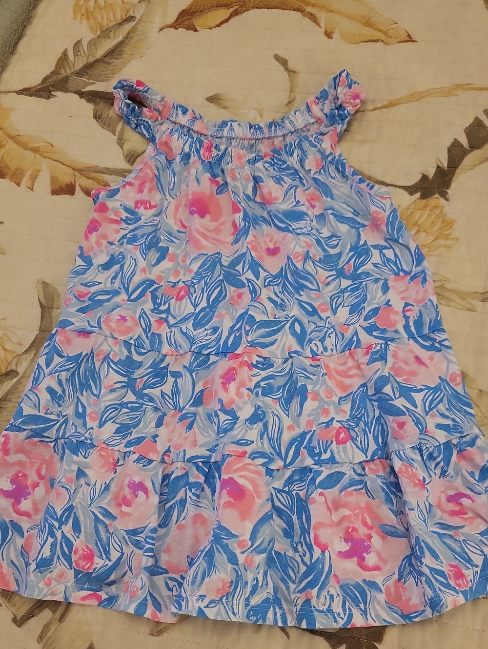 Lilly Pulitzer Blue & Pink Floral Tiered Sun Dress